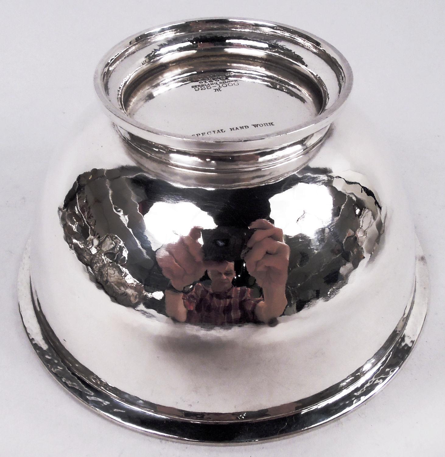20th Century Tiffany Art Deco Craftsman Hand-Hammered Sterling Silver Dessert Set For Sale