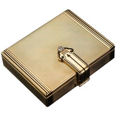 Antique Tiffany Art Deco Gold, Enamel and Diamond Vanity Case, circa 1920