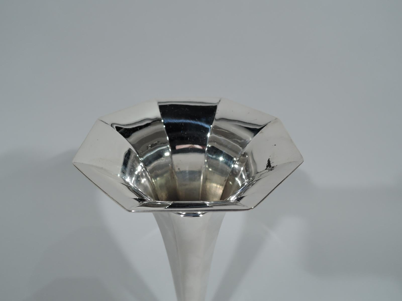 American Tiffany Art Deco Modern Sterling Silver Bud Vase