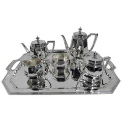 Tiffany Art Deco Modern Sterling Silver Coffee & Tea Set on Tray