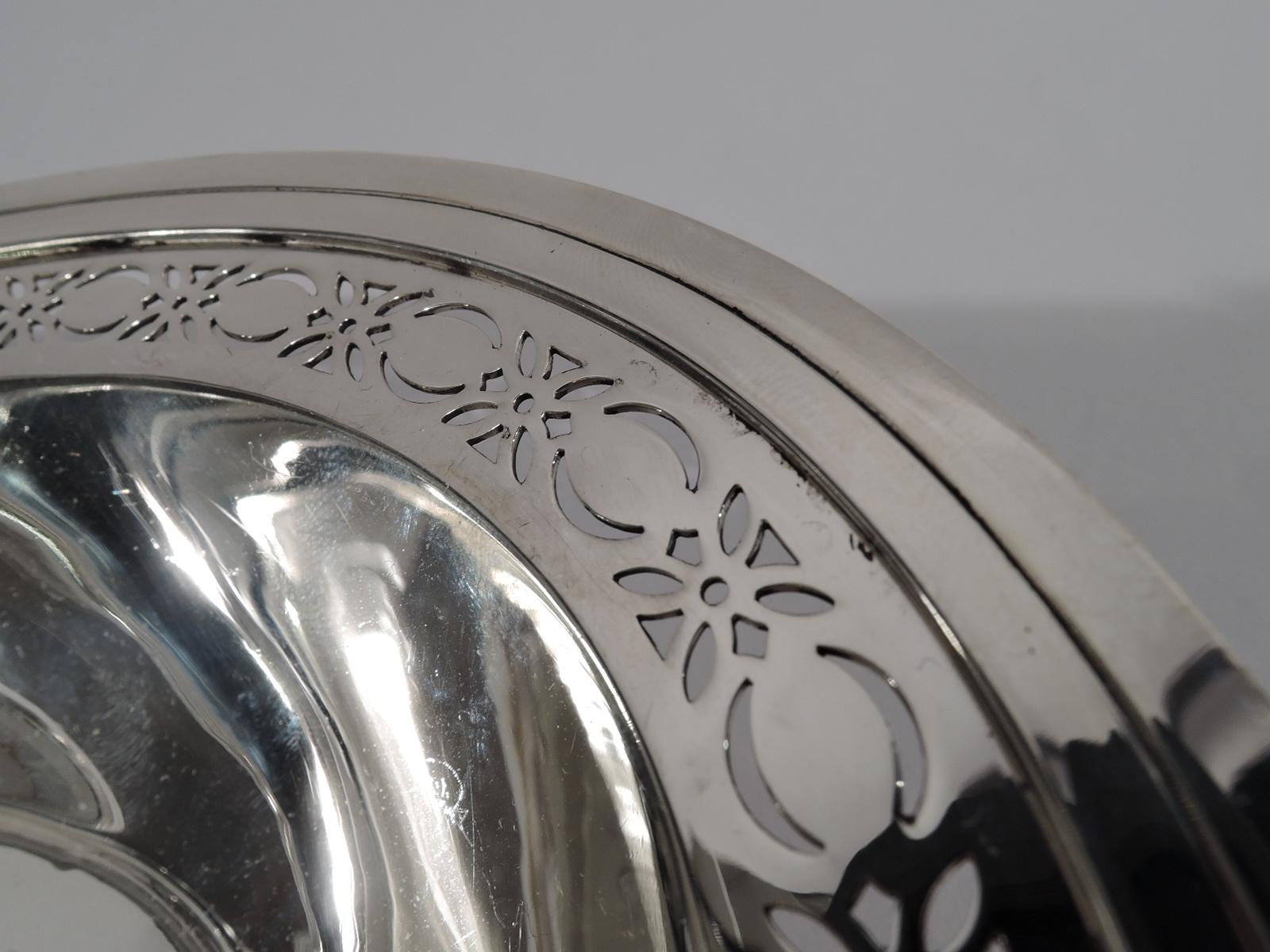 American Tiffany Art Deco Pierced Sterling Silver Bread Tray