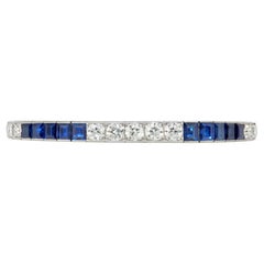 Tiffany & Co. Art Deco Sapphire and Diamond Line Bracelet in Platinum