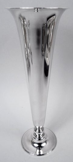 Tiffany Art Deco Sterling Silver 12-Inch Trumpet Vase