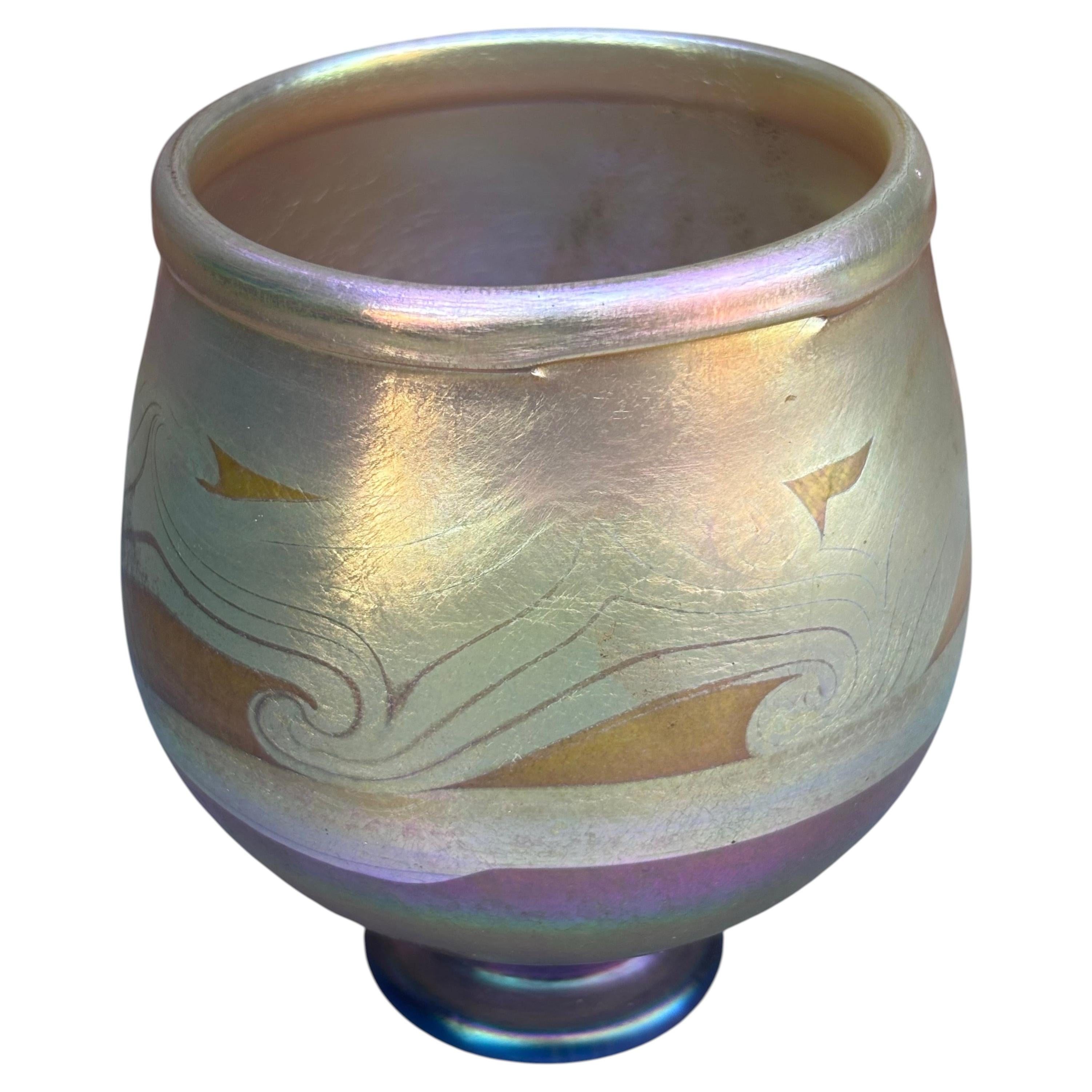 Tiffany Art Glass Favrile Vase, Early 20th Century, Antique Decorative Object