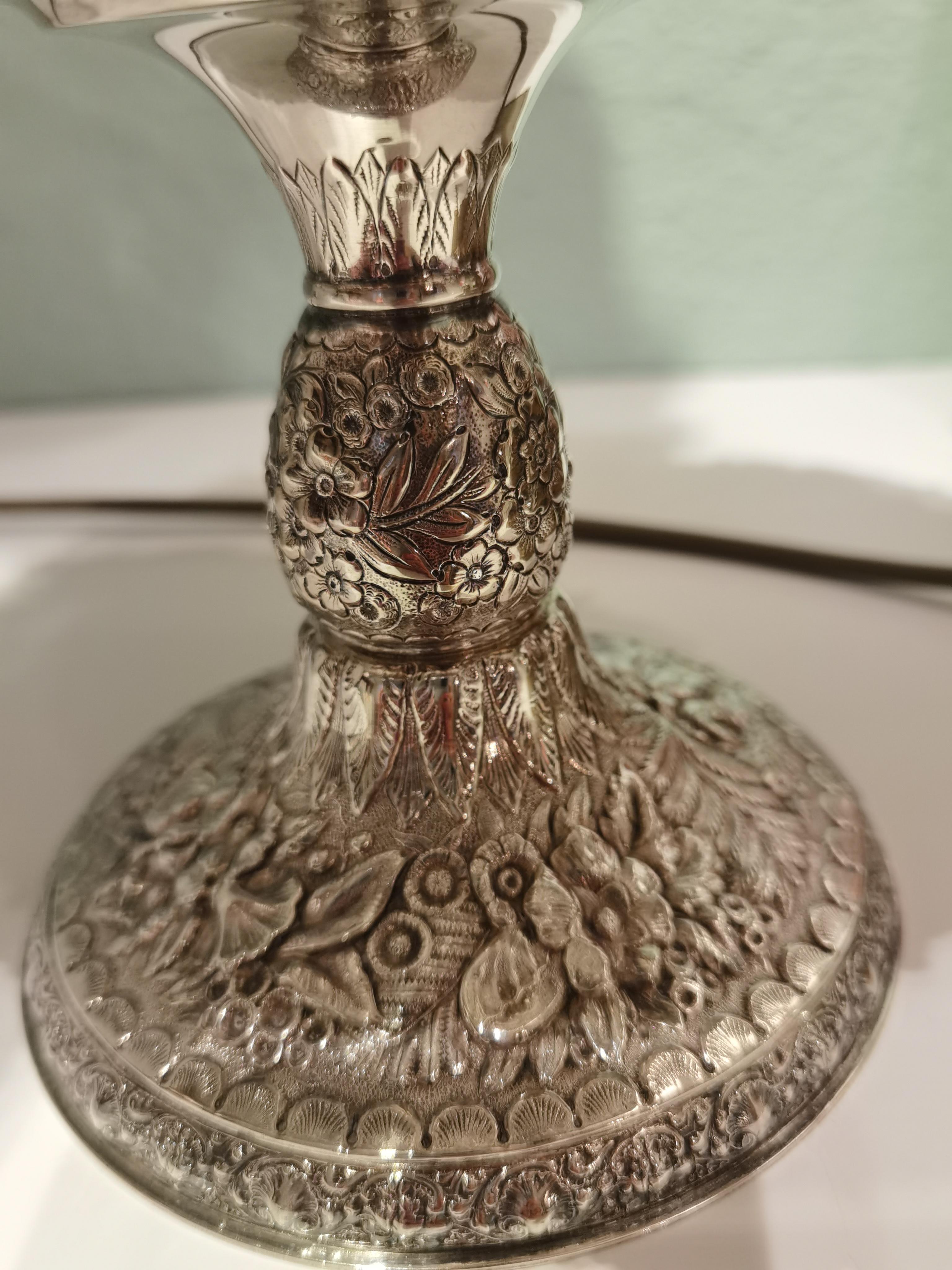 French Tiffany Art Nouveau Silver Centerpiece Bowl For Sale