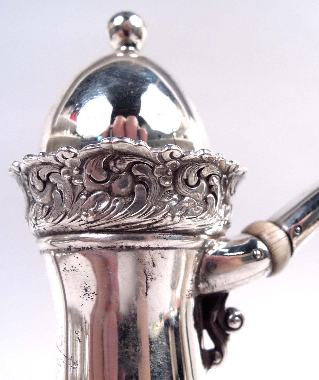 Americano Set da caffè turco in argento massiccio Tiffany Art Nouveau con 3 pezzi su vassoio in vendita