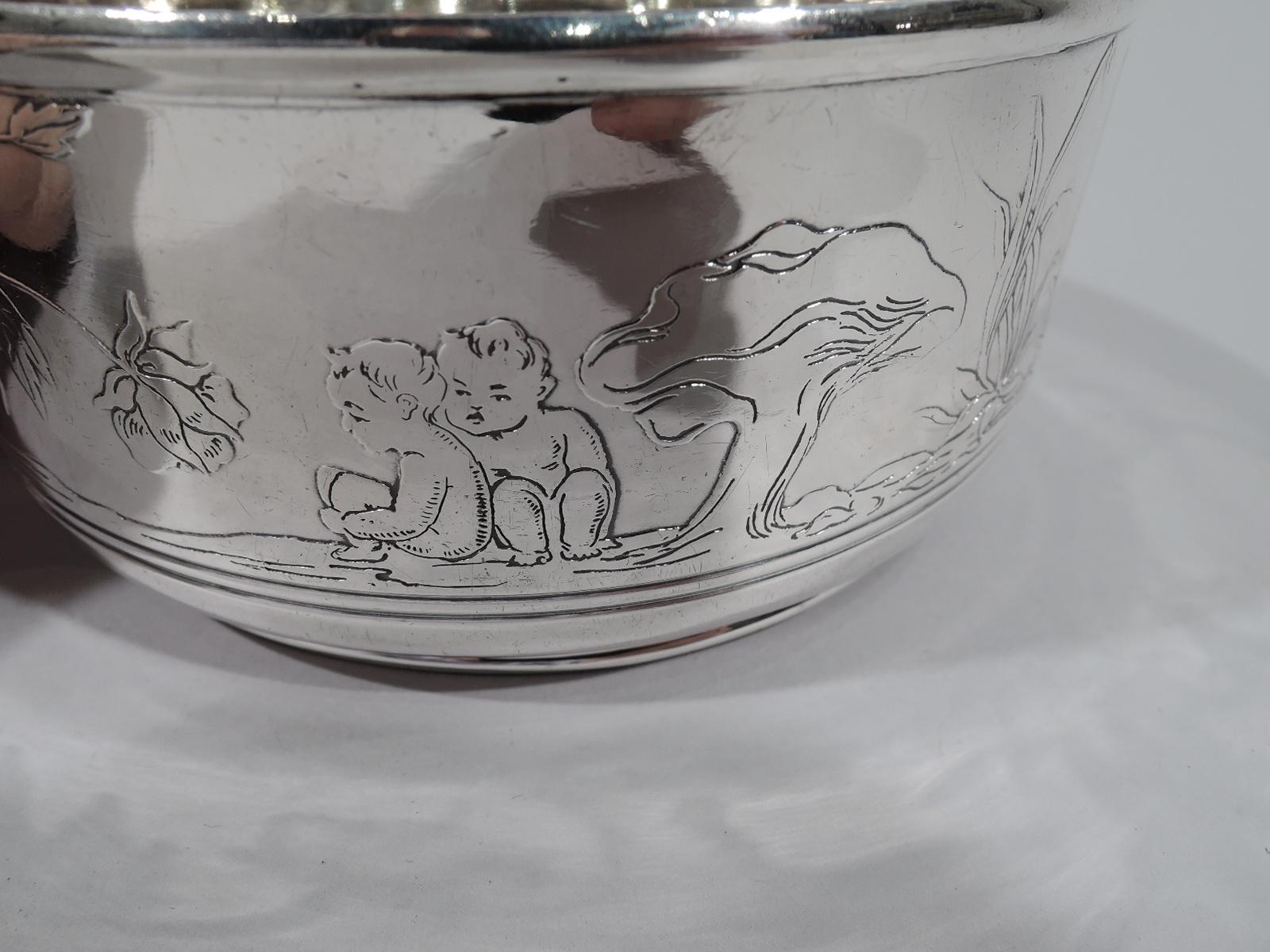 Tiffany & Co. Art Nouveau Sterling Silver 4-Piece Water Babies Set In Excellent Condition In New York, NY