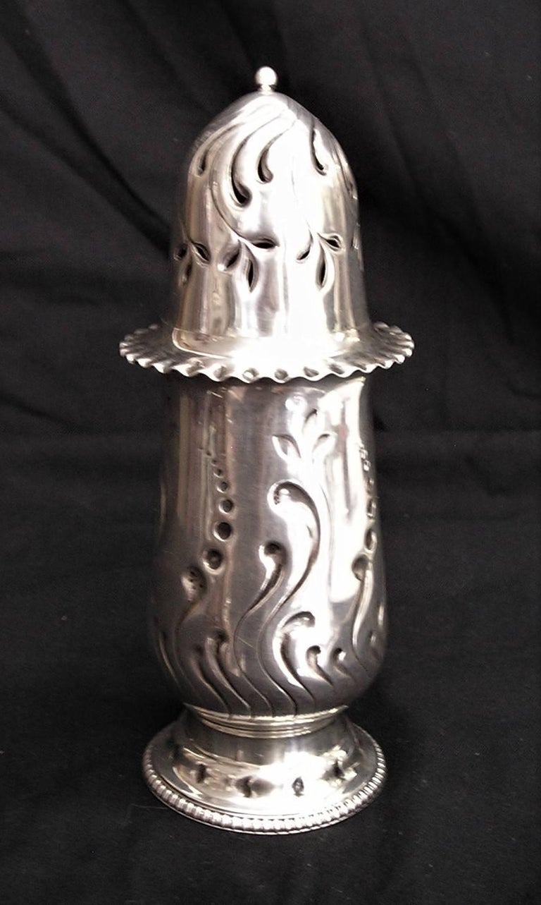 Tiffany Art Nouveau sterling silver sugar caster stamped Tiffany and Co. 6/60 396 8308M210 sterling.