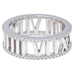 Tiffany Atlas Diamond 18K White Gold Ring Size 53