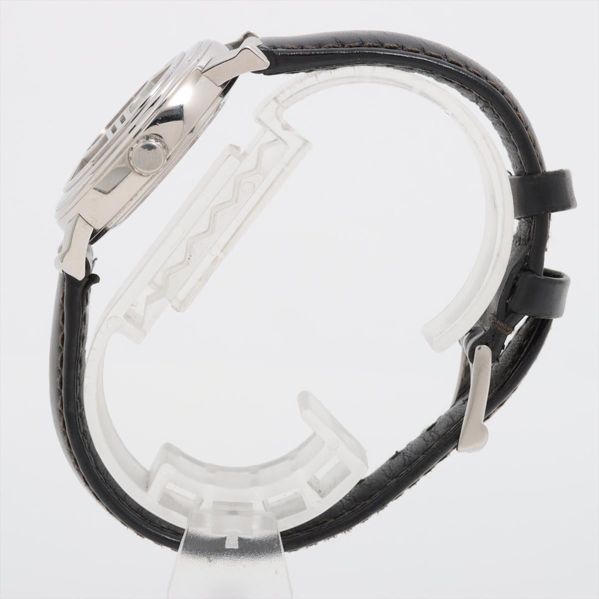 Tiffany Atlas Stainless Steel Leather Watch Black In Good Condition For Sale In Humacao, PR