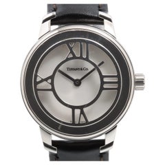 Tiffany Atlas Stainless Steel Leather Watch Black
