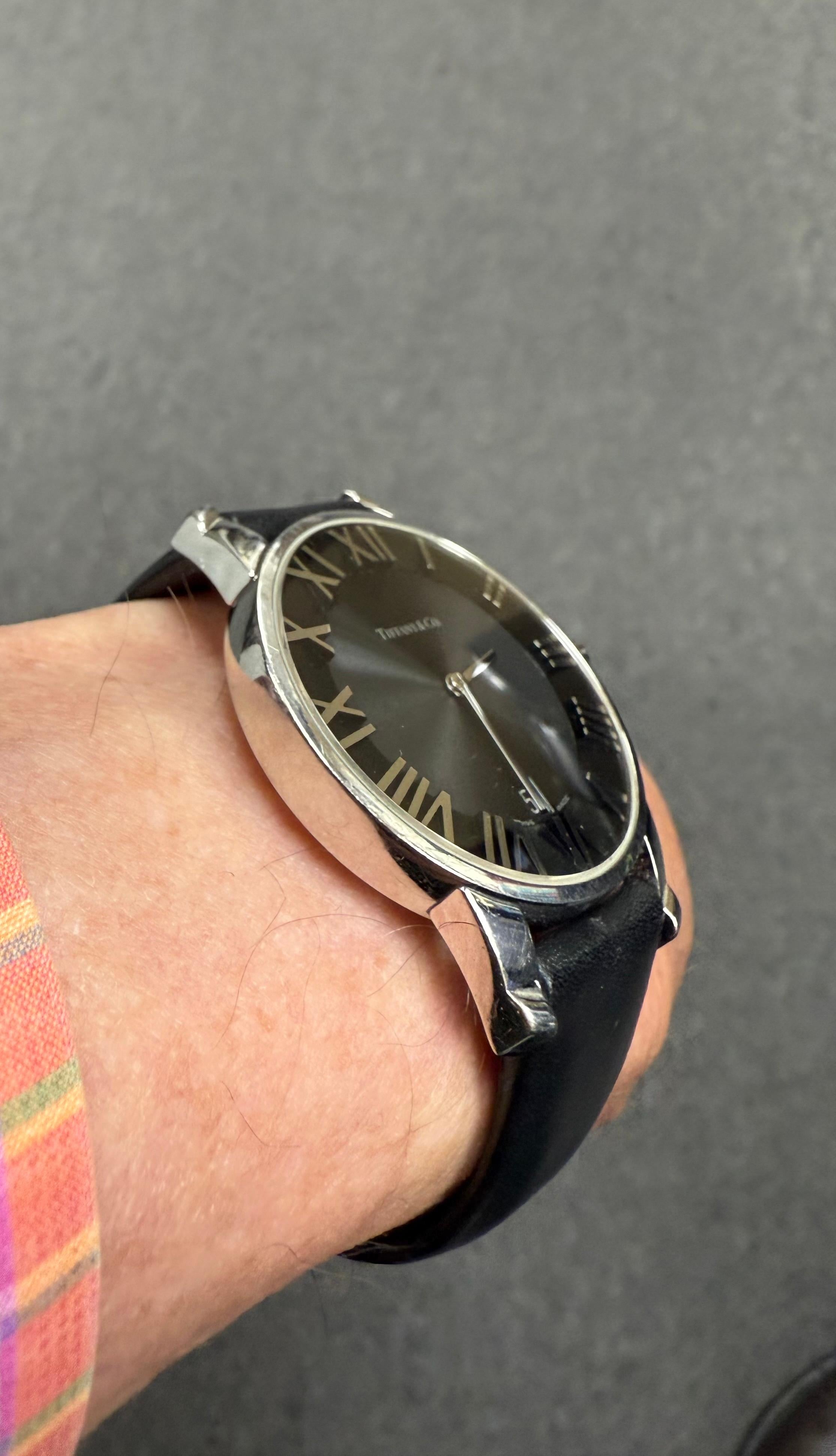 Contemporary Tiffany Atlas Stainless Steel Wristwatch Large Size For Sale
