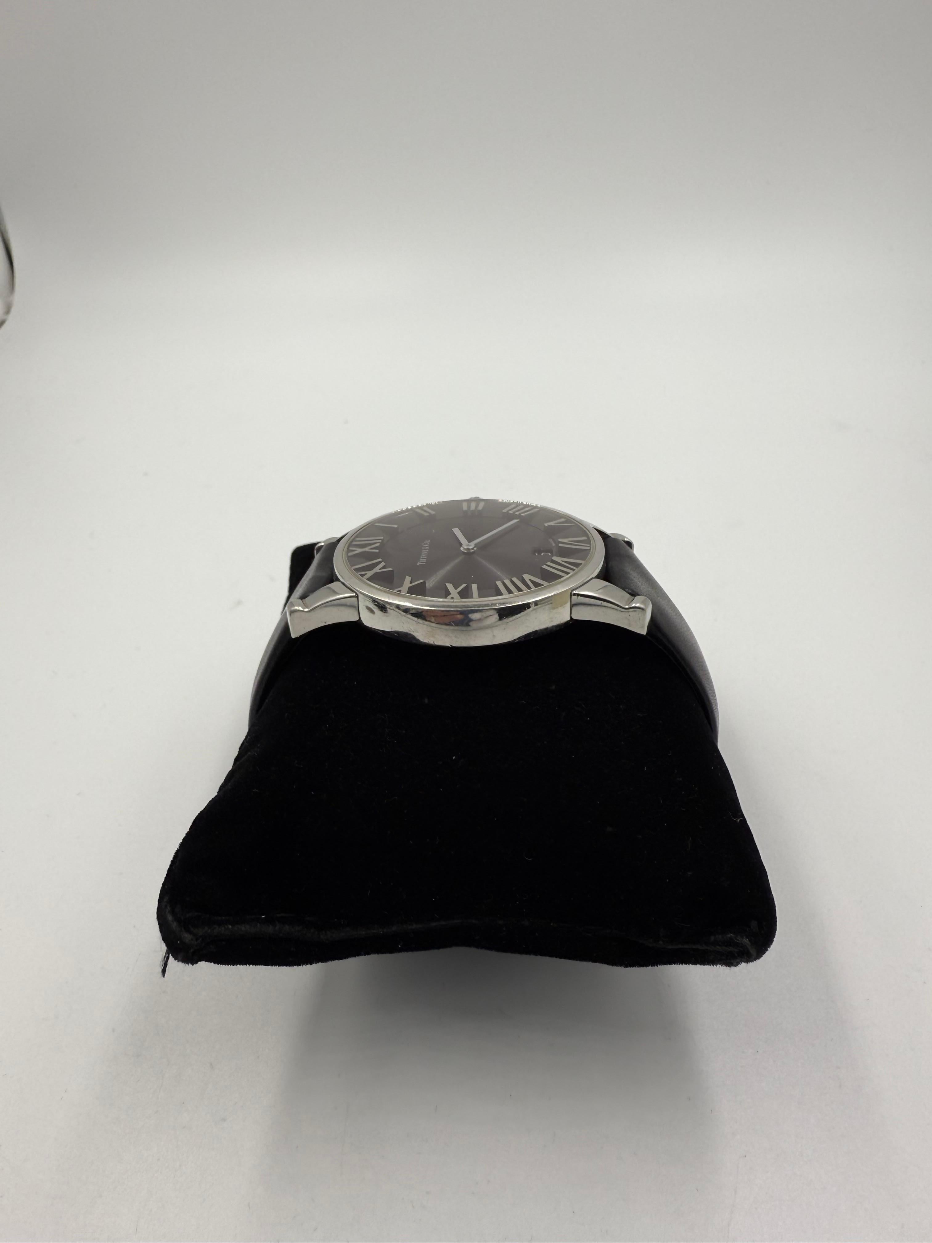 Women's or Men's Tiffany Atlas Stainless Steel Wristwatch Large Size For Sale