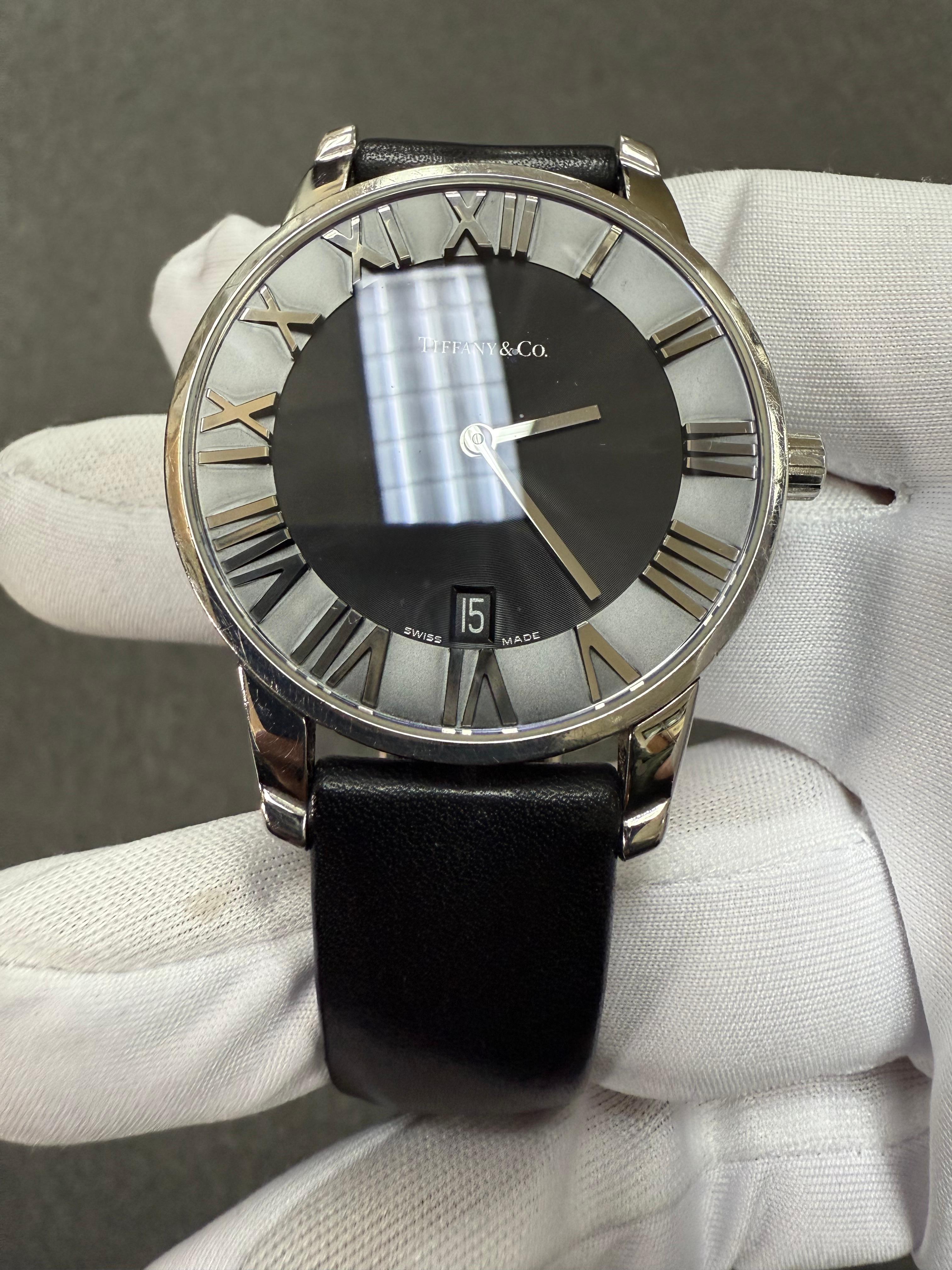 Tiffany Atlas Stainless Steel Wristwatch Large Size For Sale 2