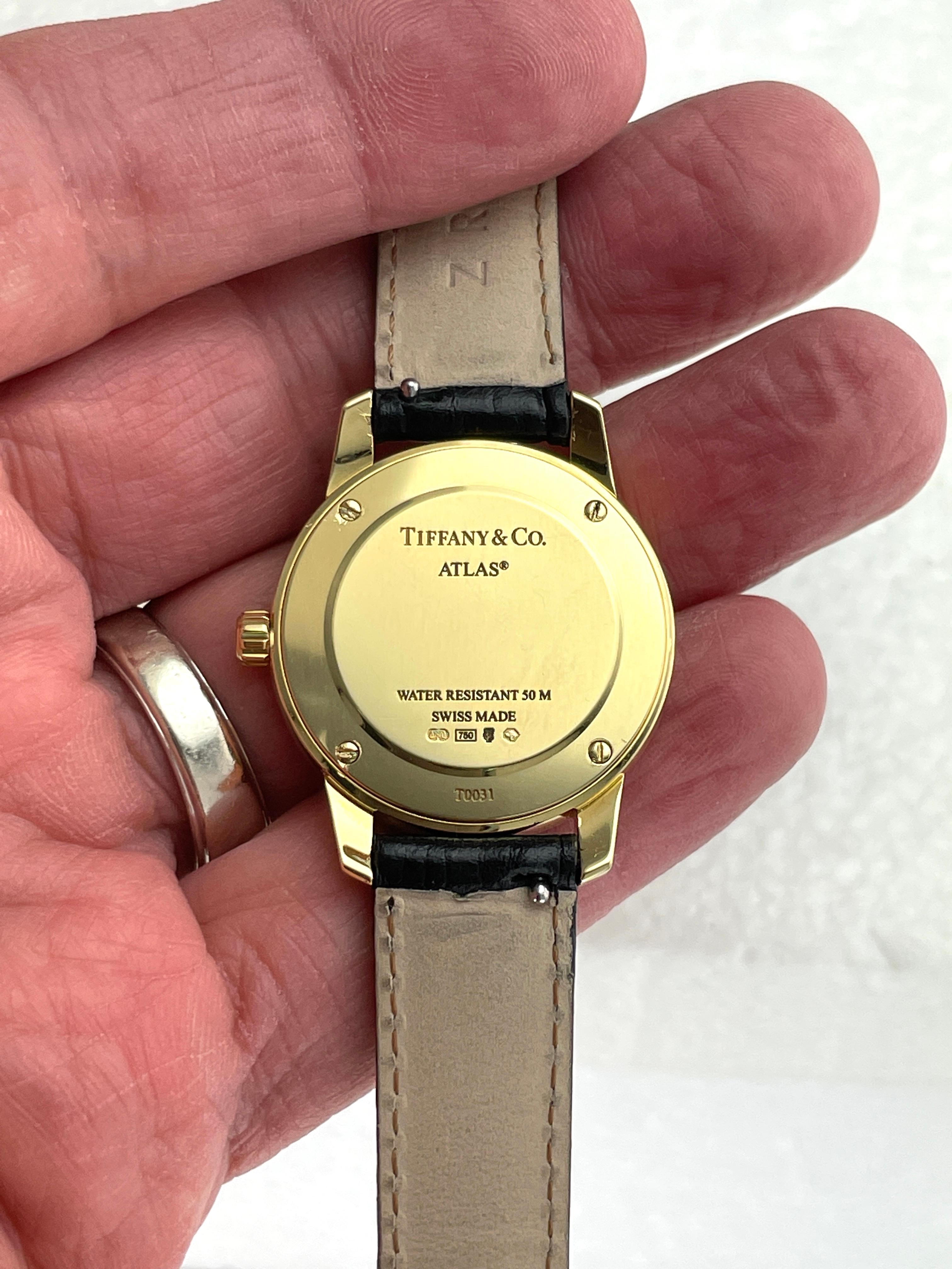 Tiffany Atlas Yellow Gold Wristwatch In Good Condition In Los Angeles, CA