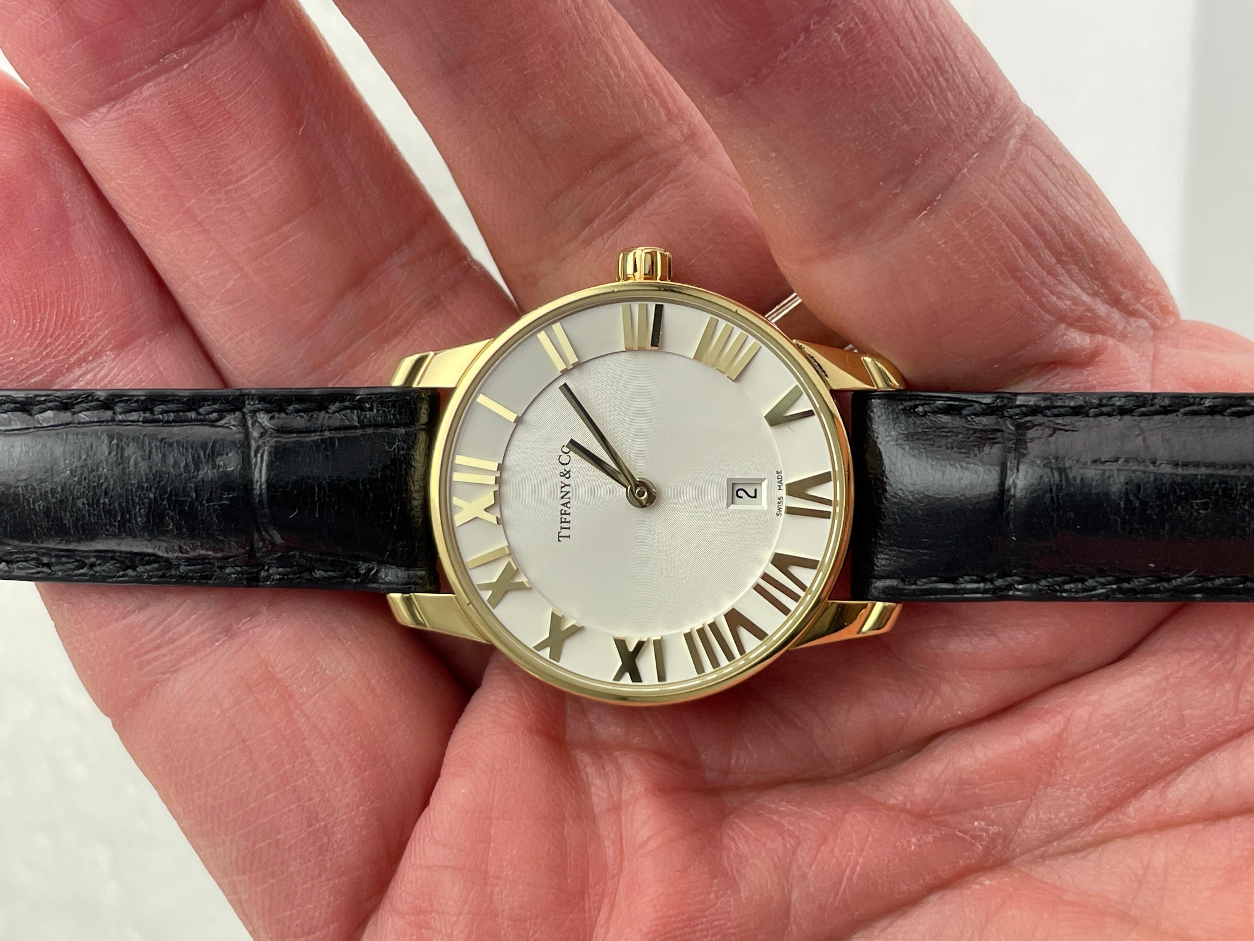 Women's or Men's Tiffany Atlas Yellow Gold Wristwatch