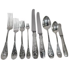 Tiffany Audubon Sterling Silver Dinner and Lunch Set with 130 Pieces