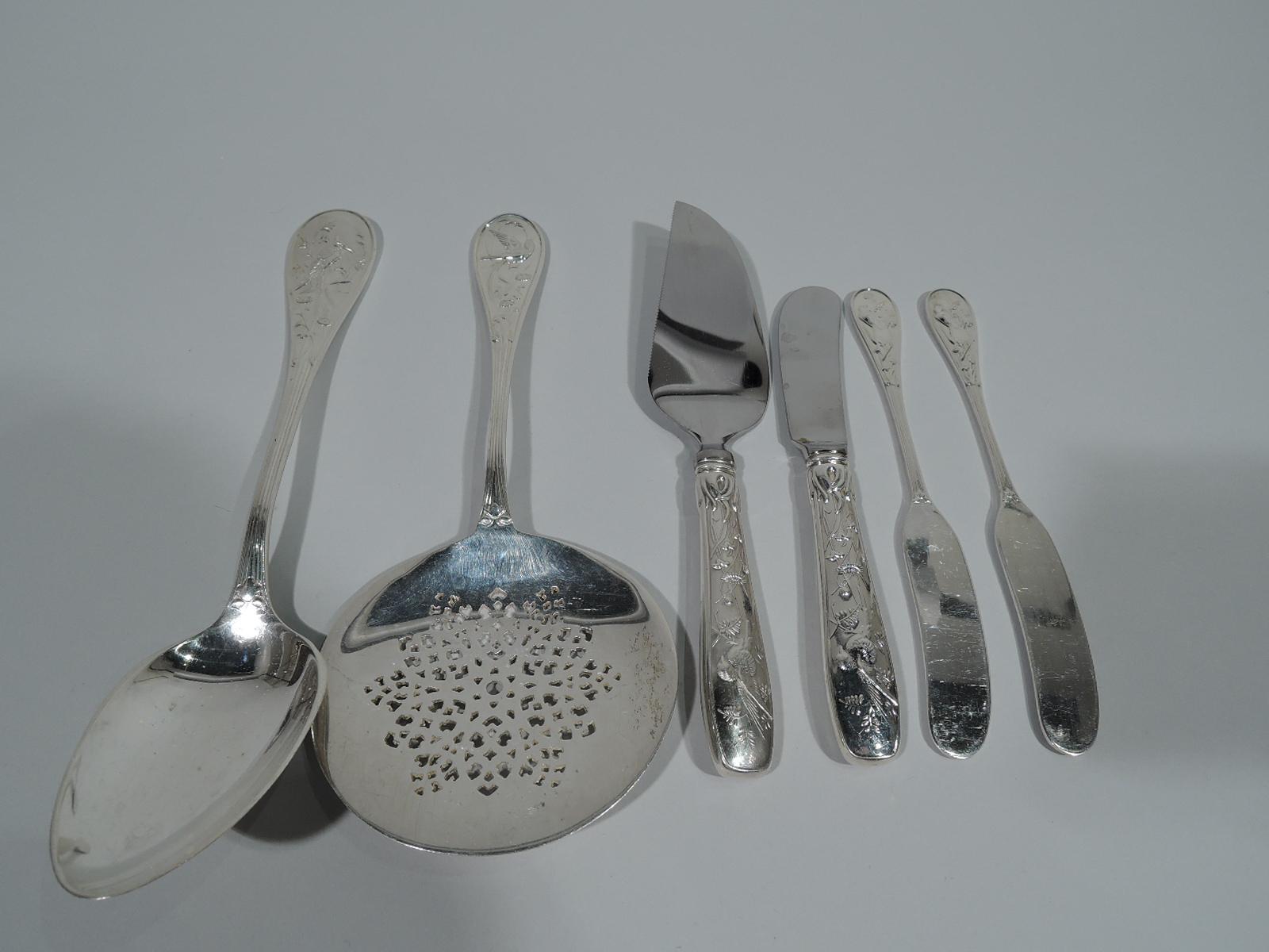 Japonisme Tiffany Audubon Sterling Silver Dinner Set for 12 with 83 Pieces