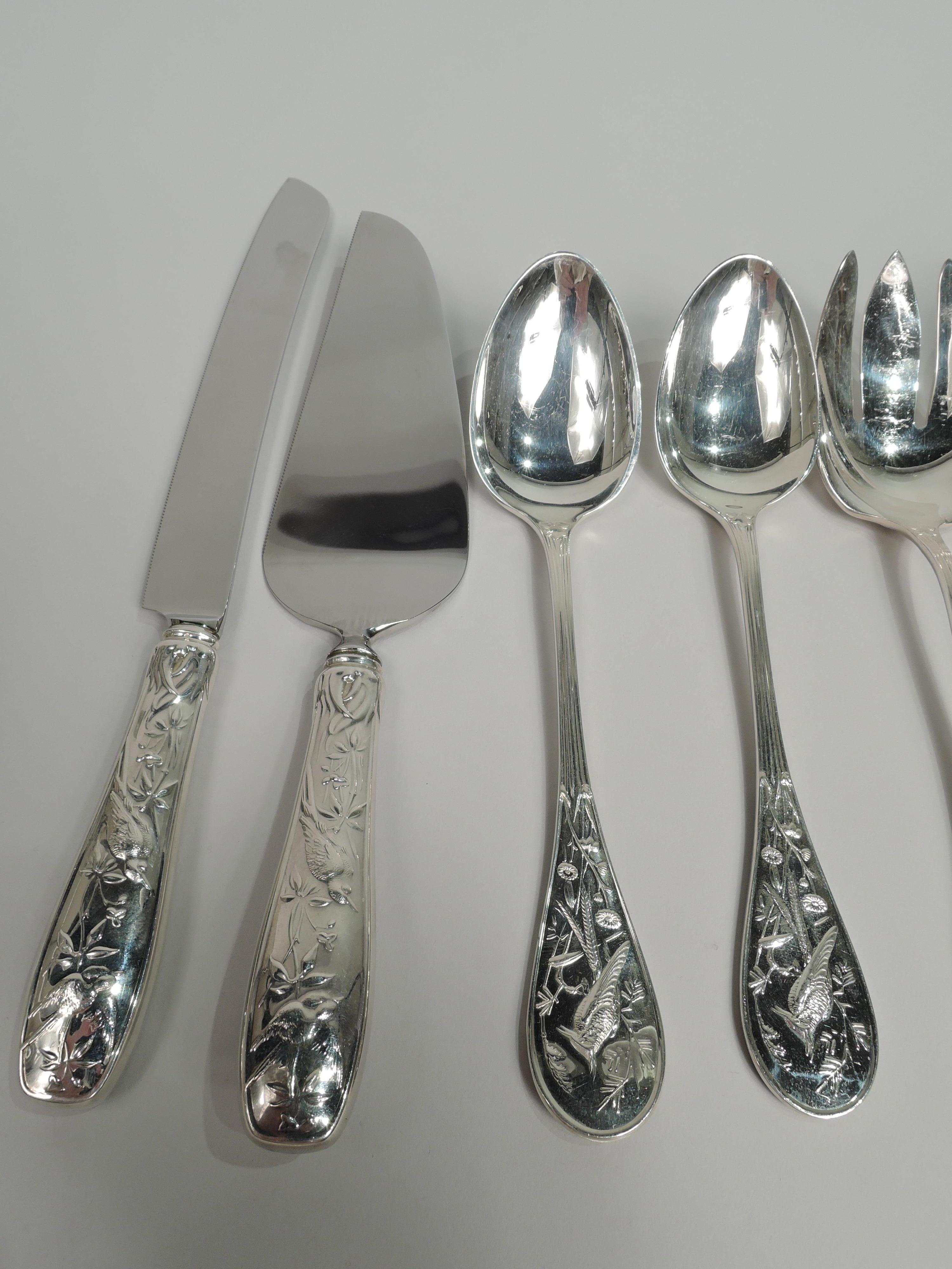 Tiffany Audubon Sterling Silver Dinner Set for 6 with 68 Pieces In Excellent Condition In New York, NY