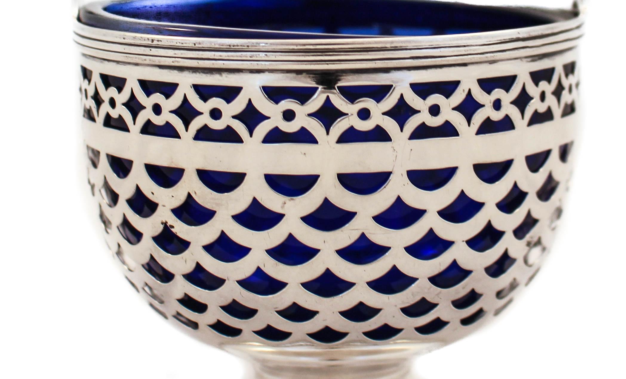 American Tiffany Basket with Cobalt Liner