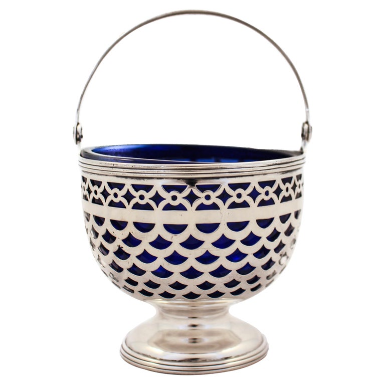 Tiffany Basket with Cobalt Liner For Sale