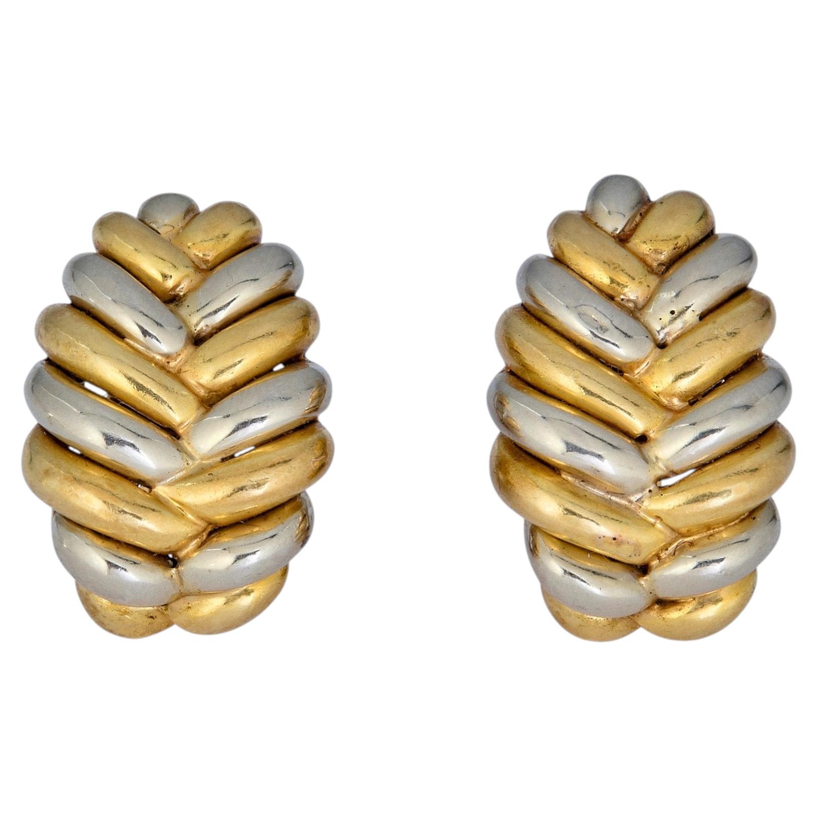 Pendientes de clip Tiffany de oro bicolor