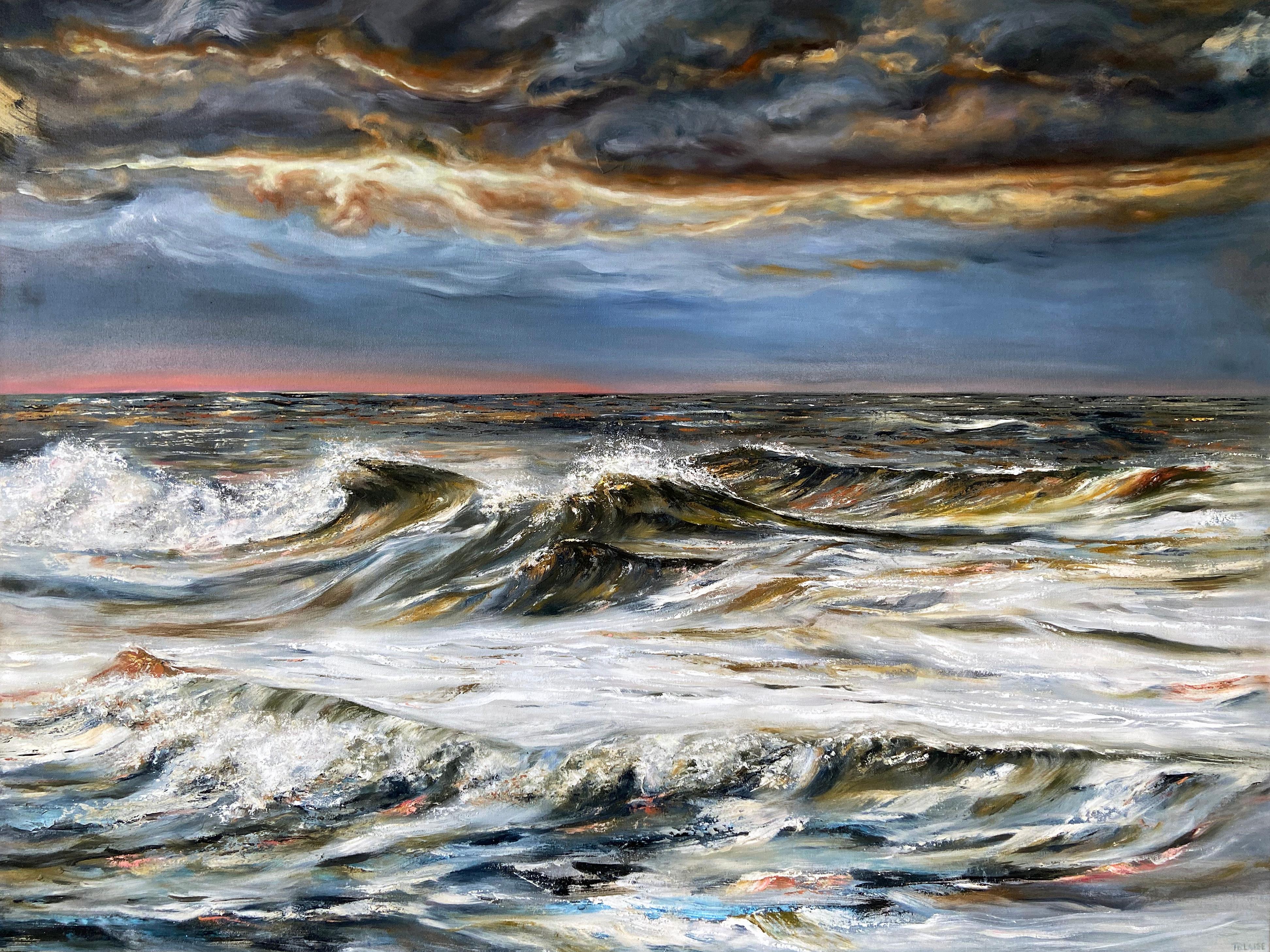 La mer dansant, peinture originale - Mixed Media Art de Tiffany Blaise