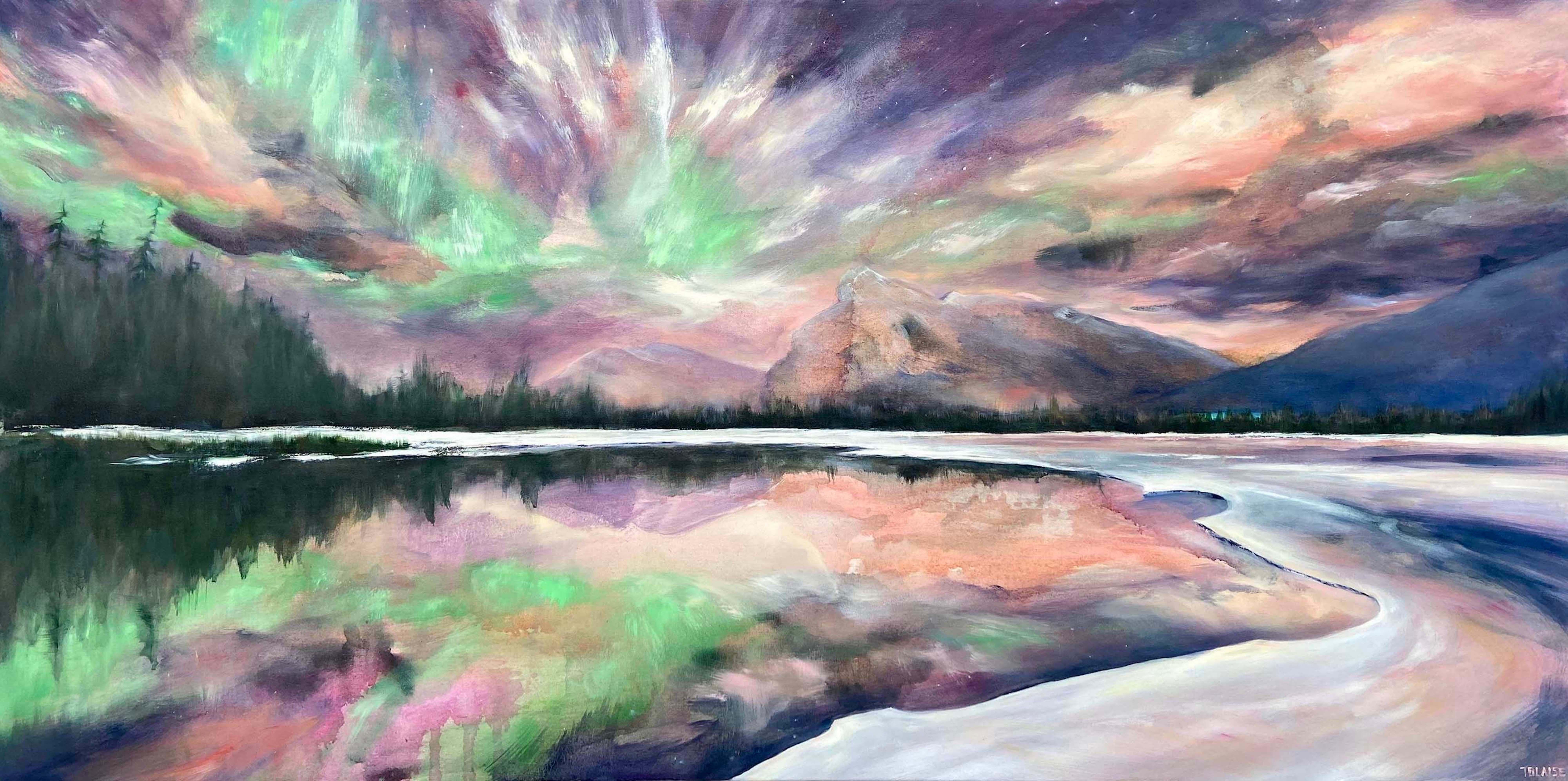 aurora borealis acrylic painting