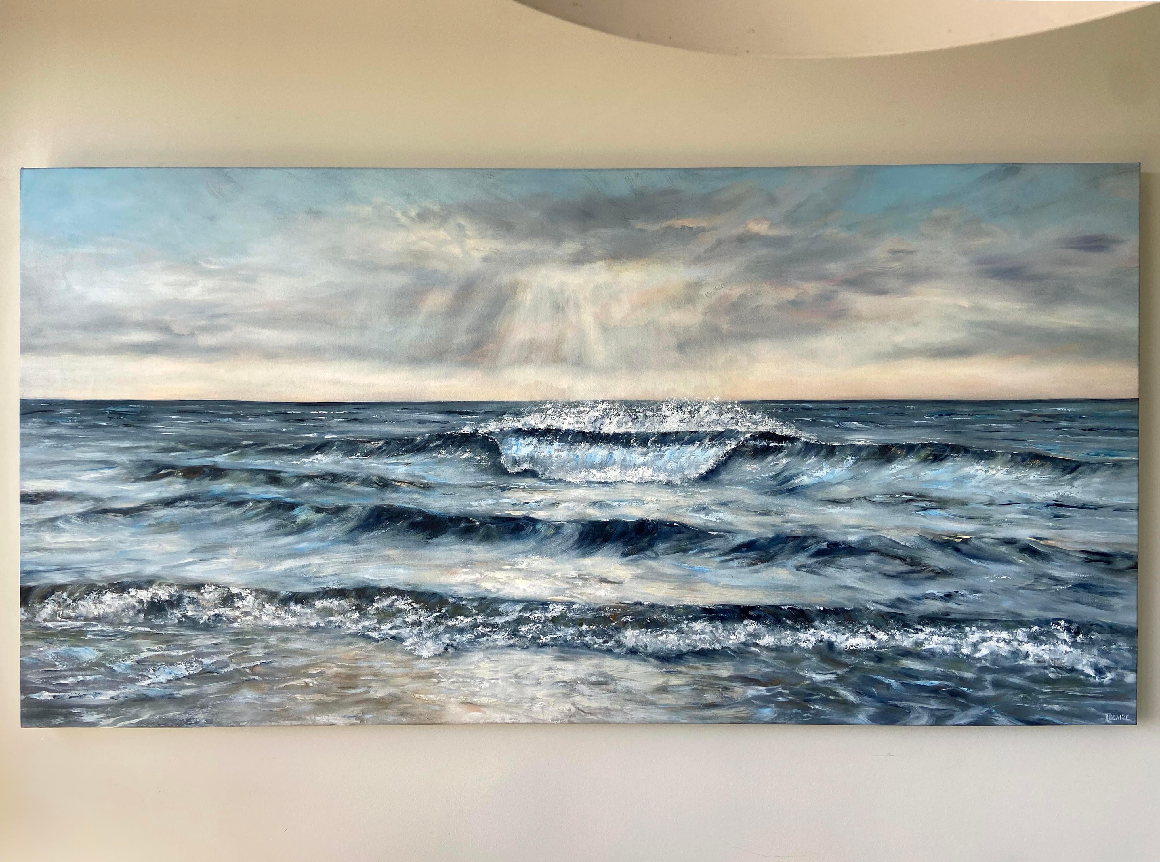 <p>Artist Comments<br>The artwork captures the serenity of the ocean. Painted with oil paint and cold wax, the waves carry a slightly raised texture, adding to the realistic quality of the scene. The composition celebrates the majesty of the color