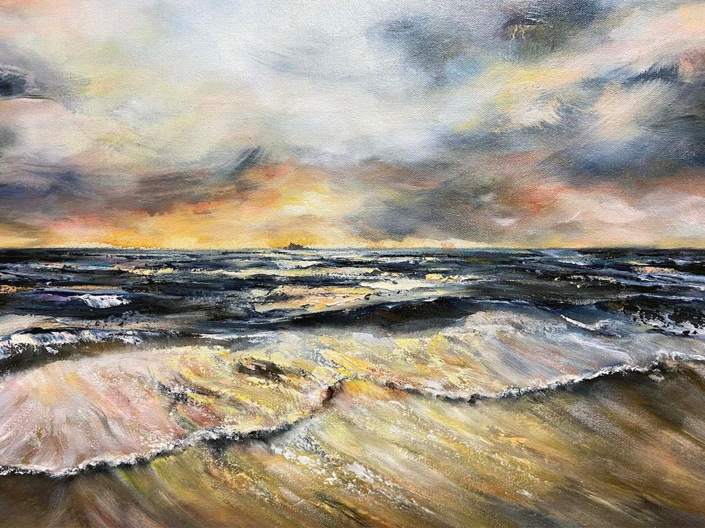 Lenguaje del cielo, Pintura al óleo - Landscape Painting Gris de Tiffany Blaise