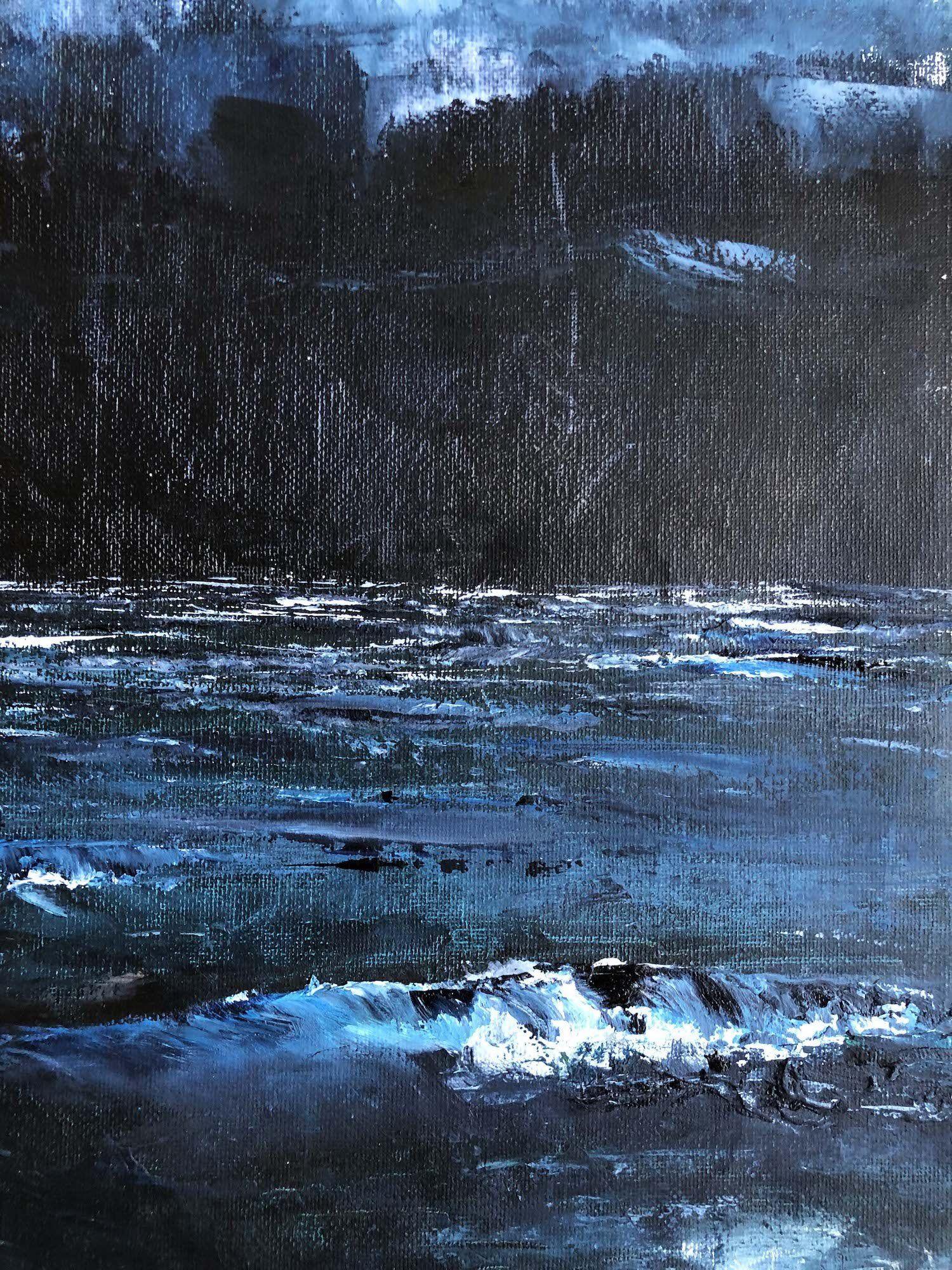 Night Mist, Painting, Oil on Paper For Sale 1