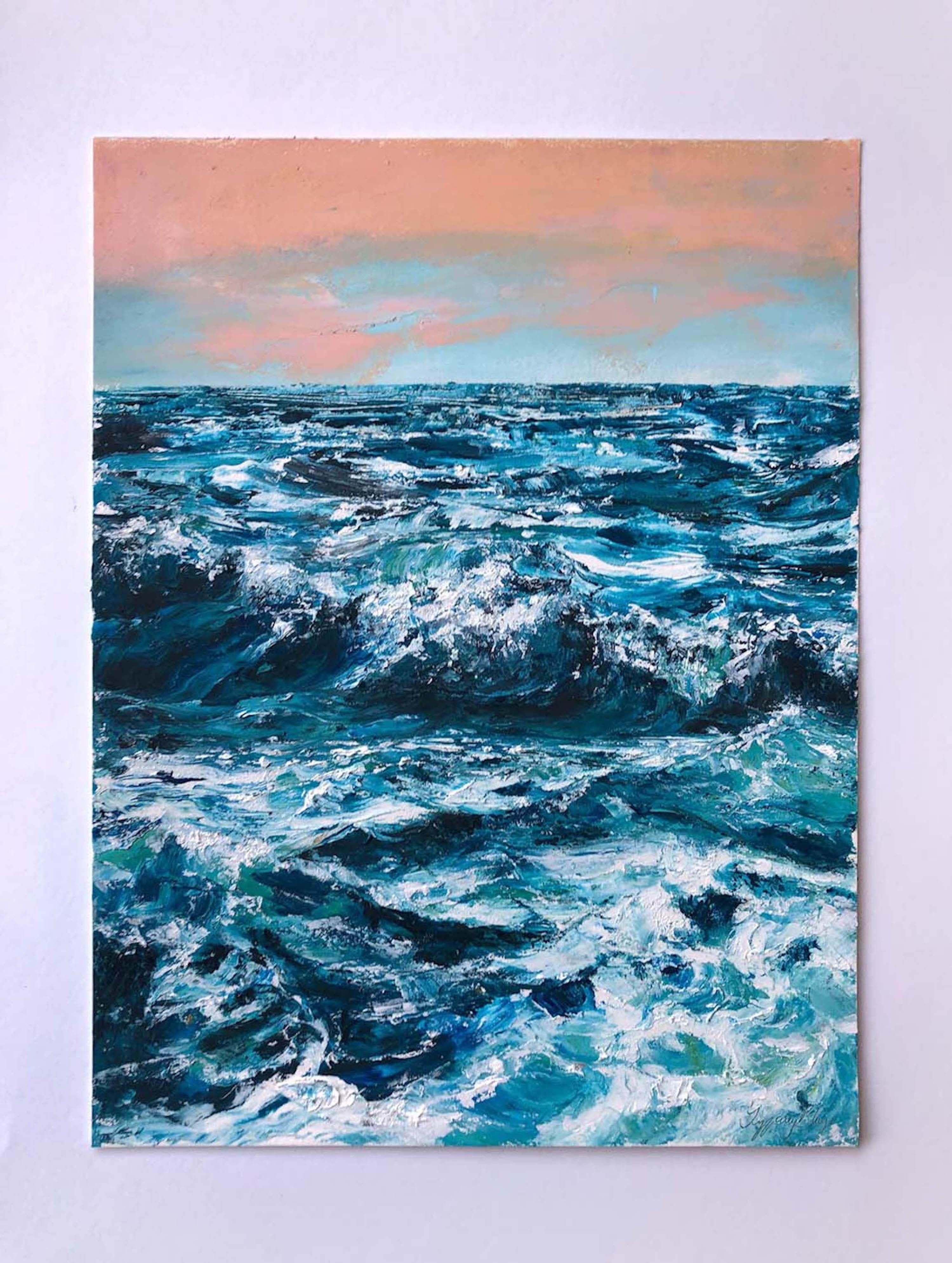 Sapphire Sea, Painting, Oil on Paper 2