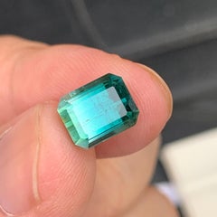 Tiffany Blue Bicolor Emerald Cut Tourmaline Gemstone for Ring &Pendant Jewelry