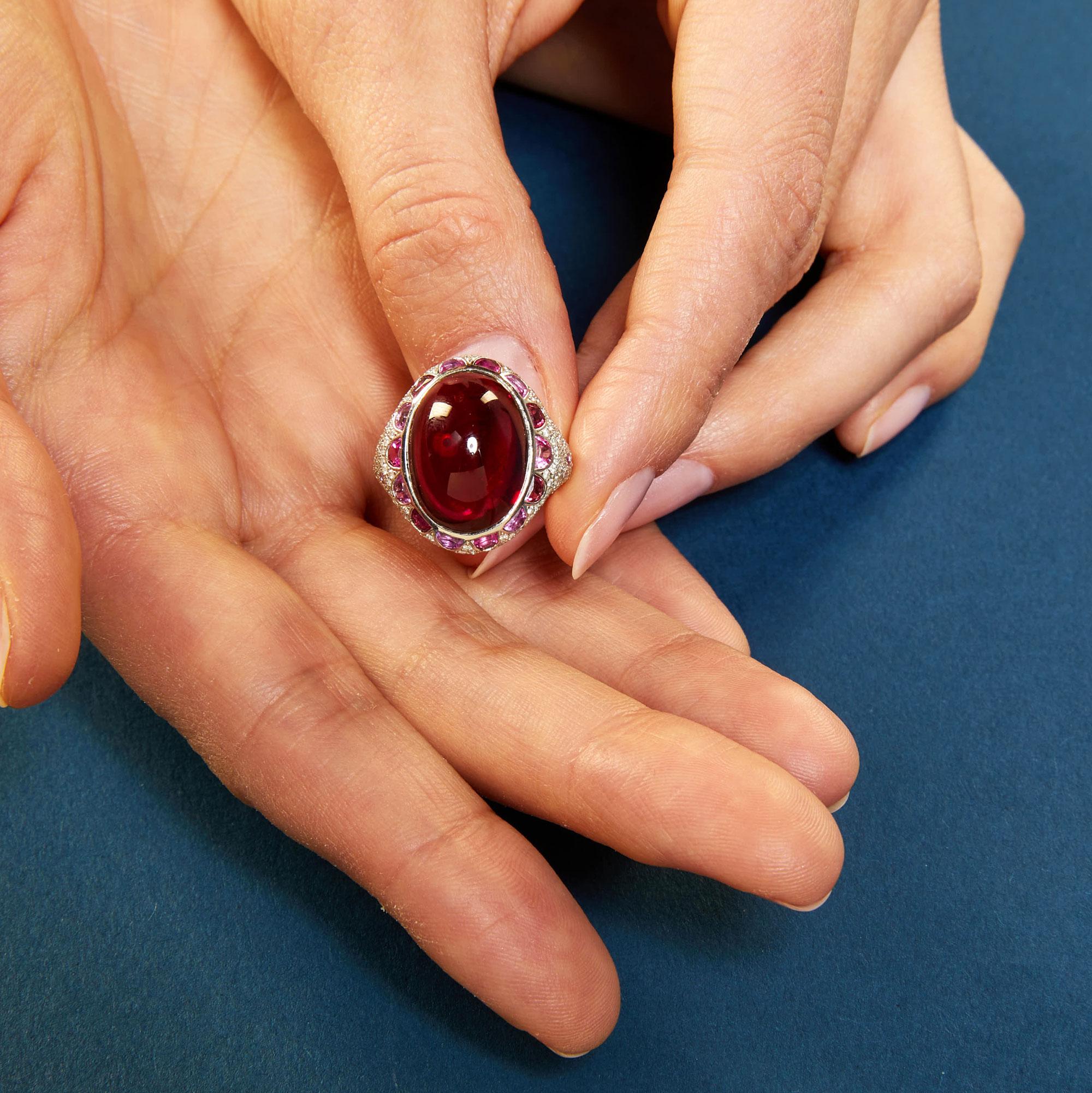 Women's Tiffany Blue Book Rubellite, Pink Sapphire and Diamond Ring, 2011 For Sale