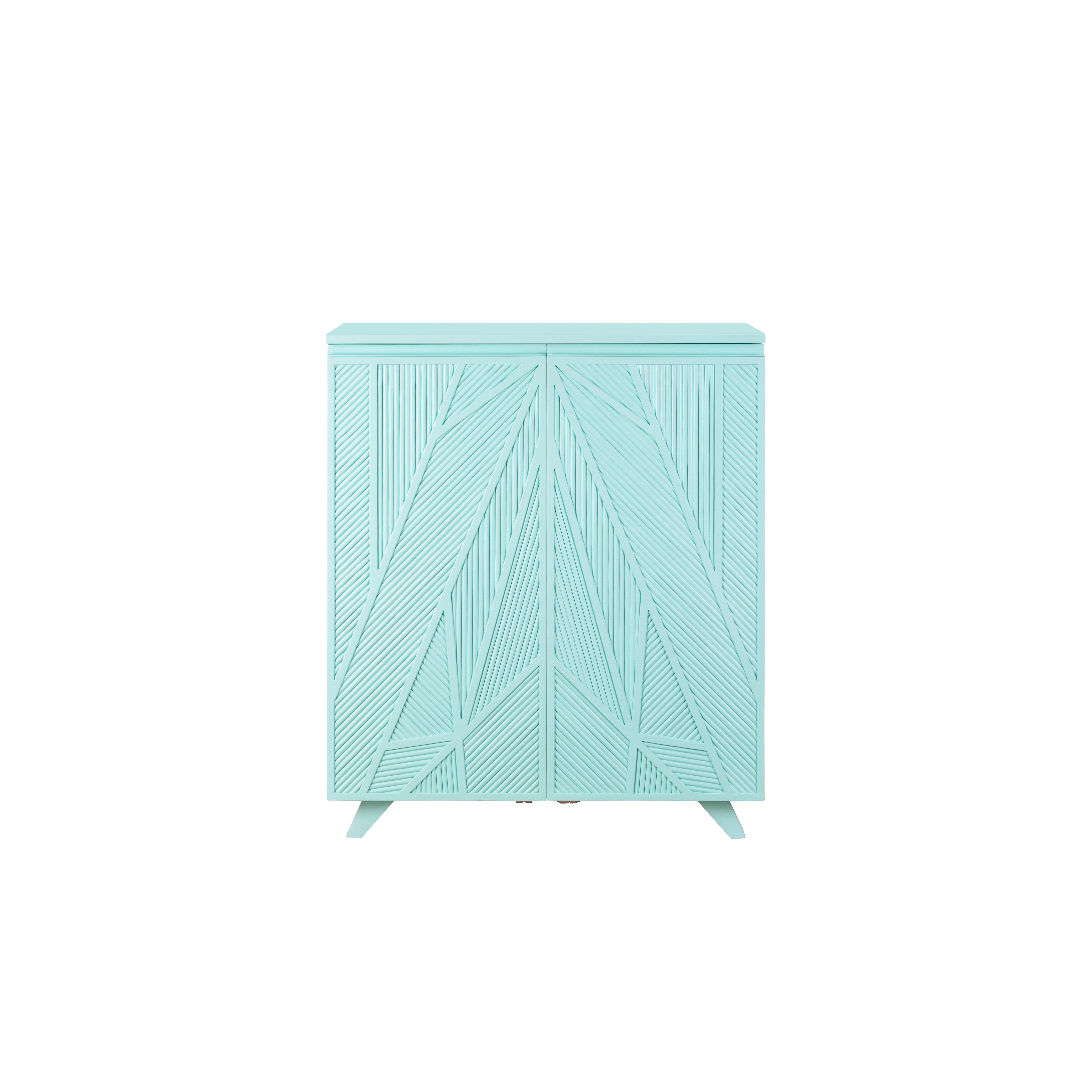 Mueble Bar Geométrico Azul Tiffany Inspirado en el Antiguo Egipto Uso de la Rama de Palma en venta