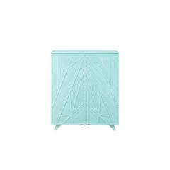 Tiffany Blue Geometric Bar Cabinet Inspired by Ancient Egypt Use of Palm Branch