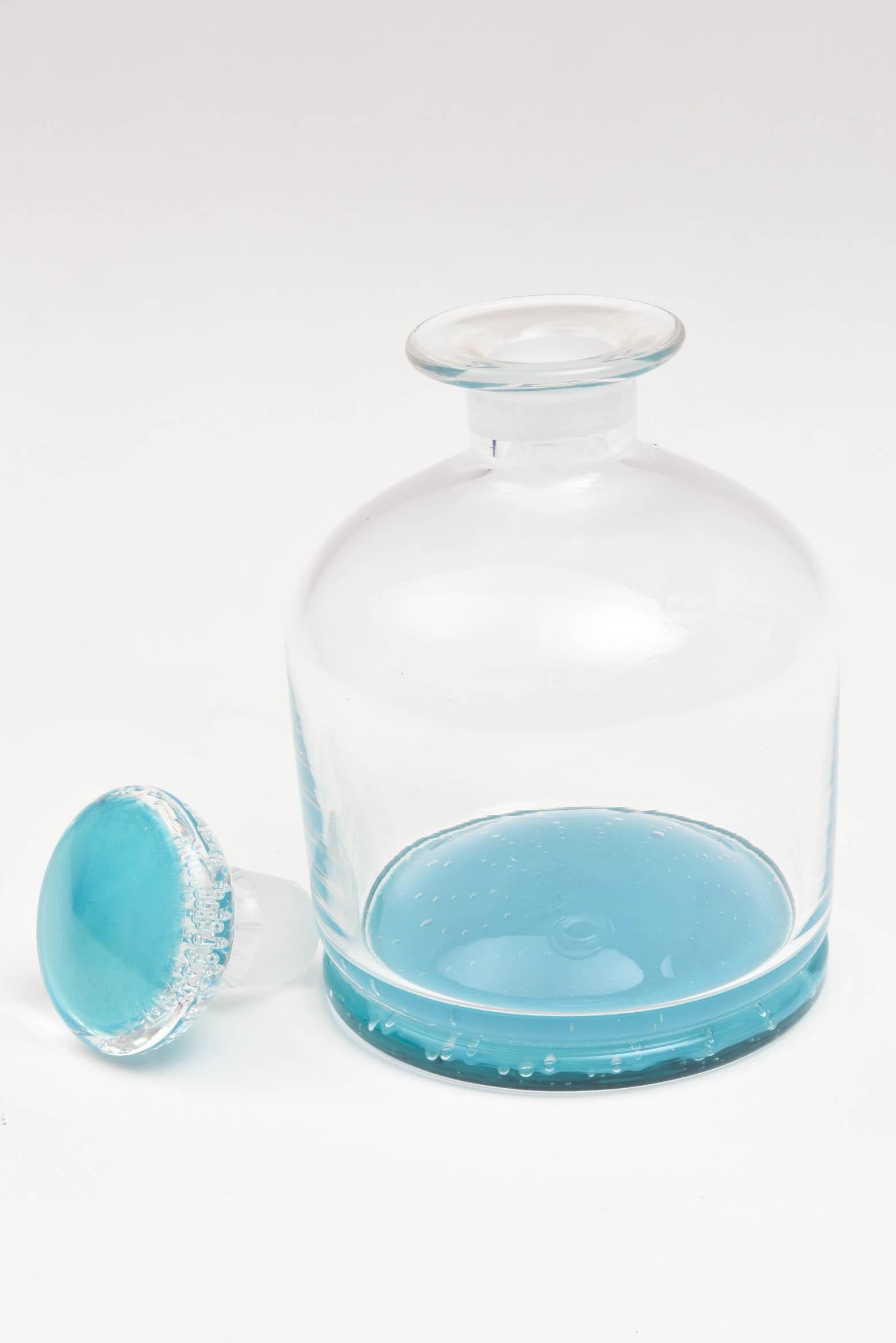 Hand-Crafted Tiffany Blue Glass Decanter, Classic Shape, Many Colors Available, Custom