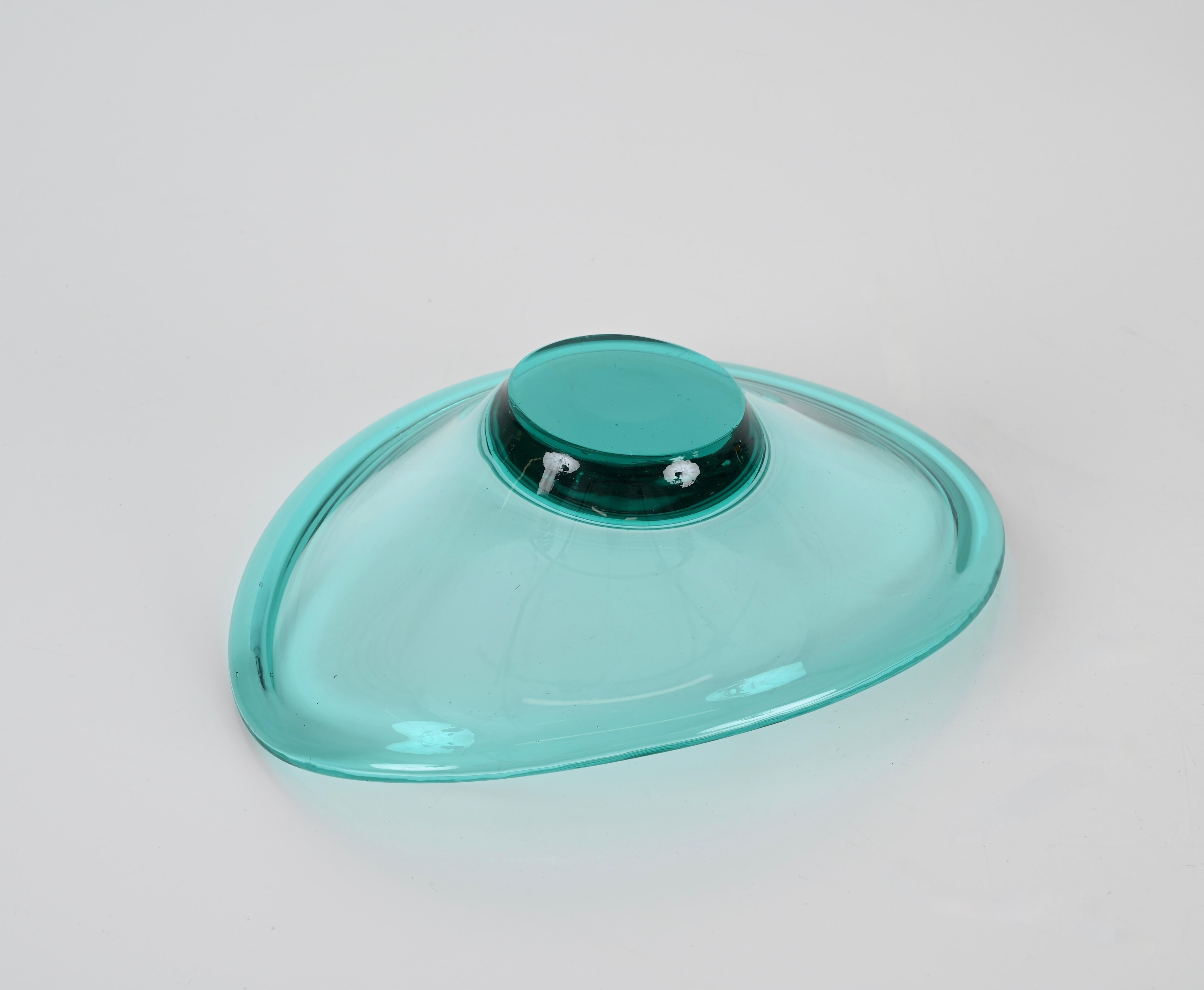Tiffany Blue Murano Glass Bowl or Pocket Emptier, Italy, 1960s For Sale 1