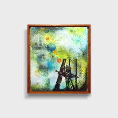 Una encáustica surrealista sobre madera "Recuerdo mi castillo"