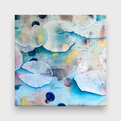 Abstract Encaustic Painting, "Memories of Watching Koi"