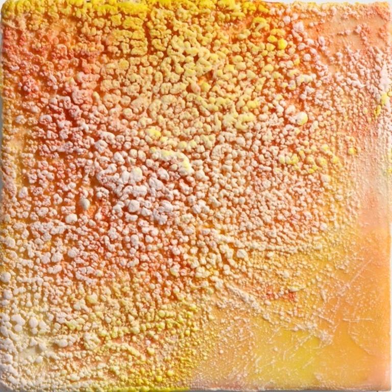 Tiffany Bociek Abstract Painting - An Abstract Encaustic on Wood "Discotheque Florets"