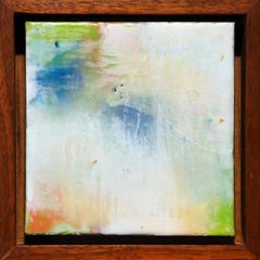 An Abstract Encaustic on Wood "Memories of Morning Fog"