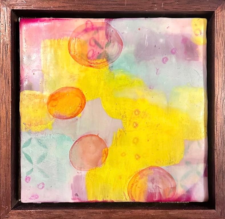 Tiffany Bociek Abstract Painting - An Abstract Encaustic on Wood "That Summer Feeling"