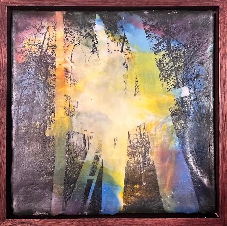 Tiffany Bociek Abstract Painting - An Abstract Encaustic on Wood " The Lost Castle"