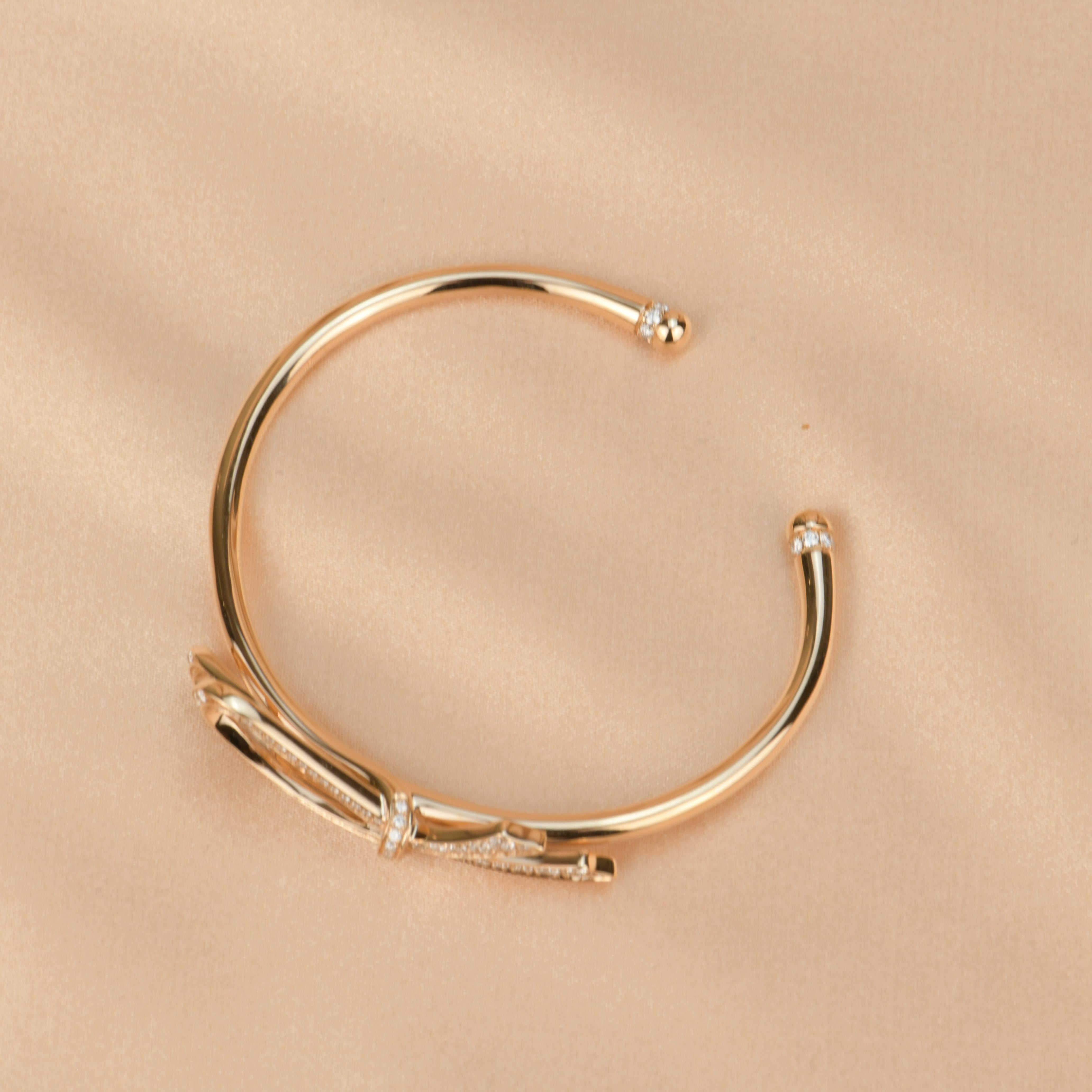 Tiffany Bow Diamond Bracelet in 18K Rose Gold Size M 1