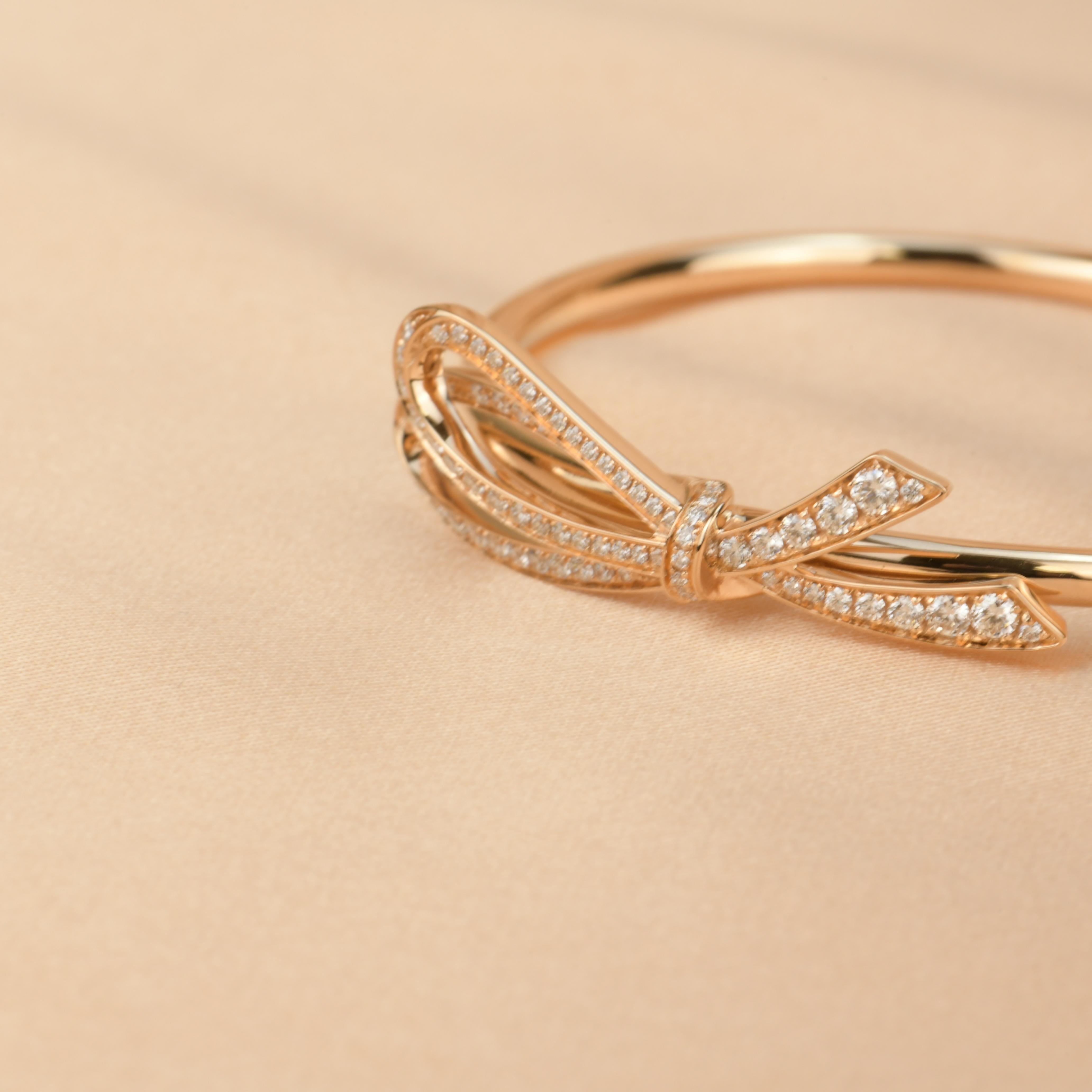 Tiffany Bow Diamond Bracelet in 18K Rose Gold Size M 2