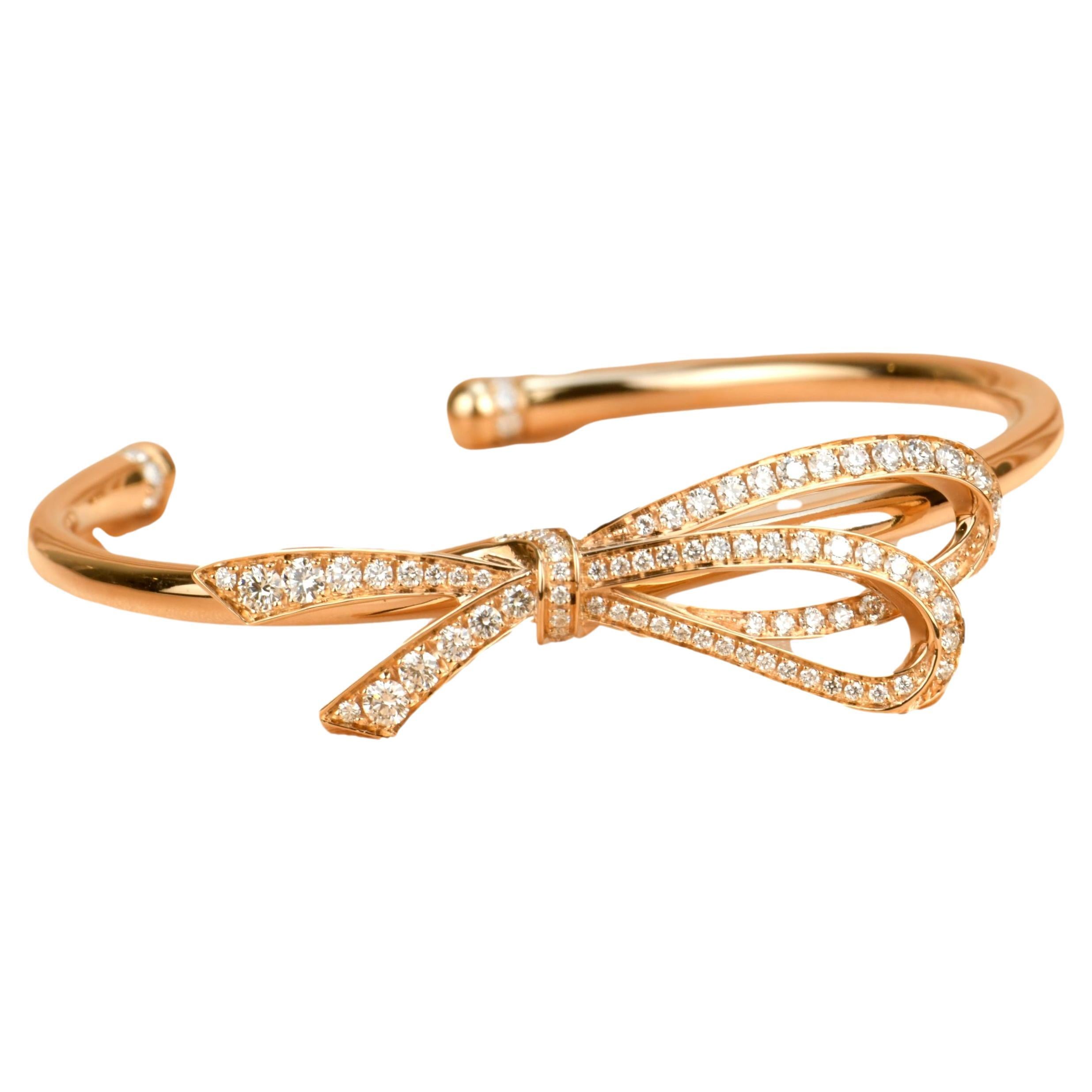 Tiffany Bow Diamond Bracelet in 18K Rose Gold Size M