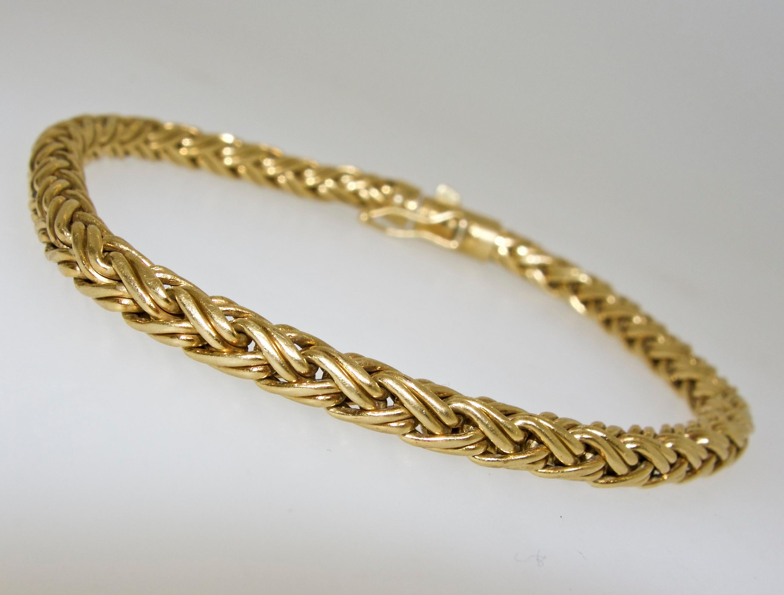 Tiffany Braided Gold Bracelet In Excellent Condition In Aspen, CO