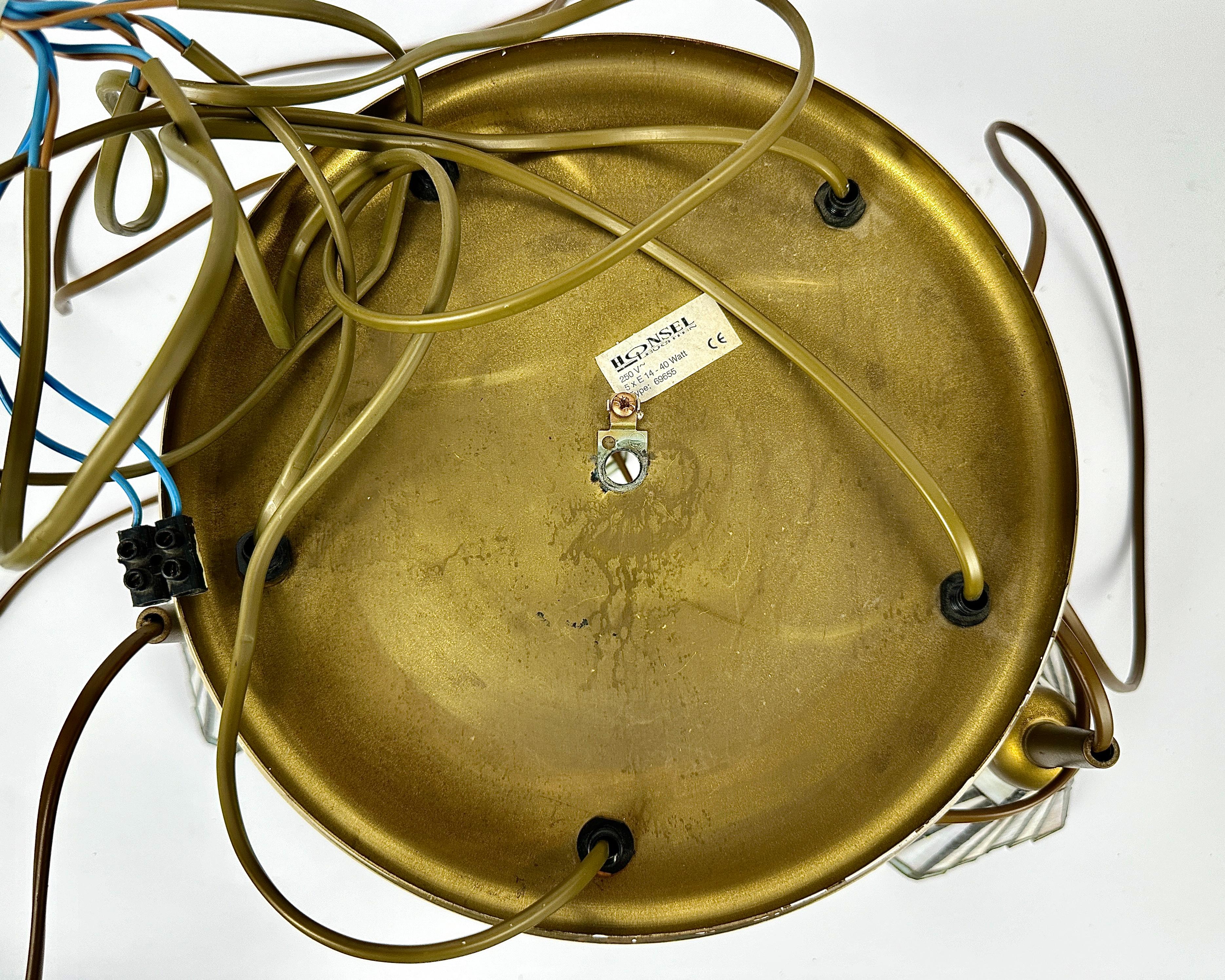 Tiffany Brass Pendant Lights by Honsel, 1960s For Sale 5