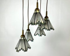 Tiffany Brass Pendant Lights by Honsel, 1960s